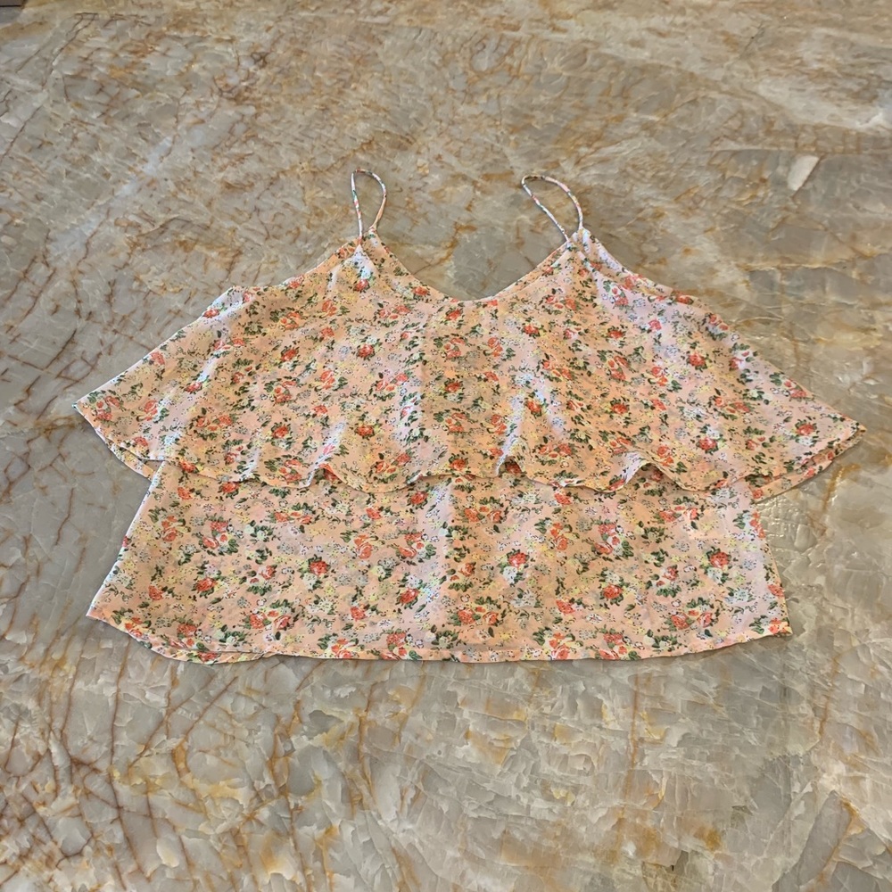 Pink floral spaghetti strap tank